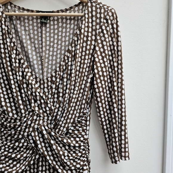 Cartise Dress Fit and Flare Fitted Brown and White Polkadot Dress, Size Medium - Picture 3 of 11